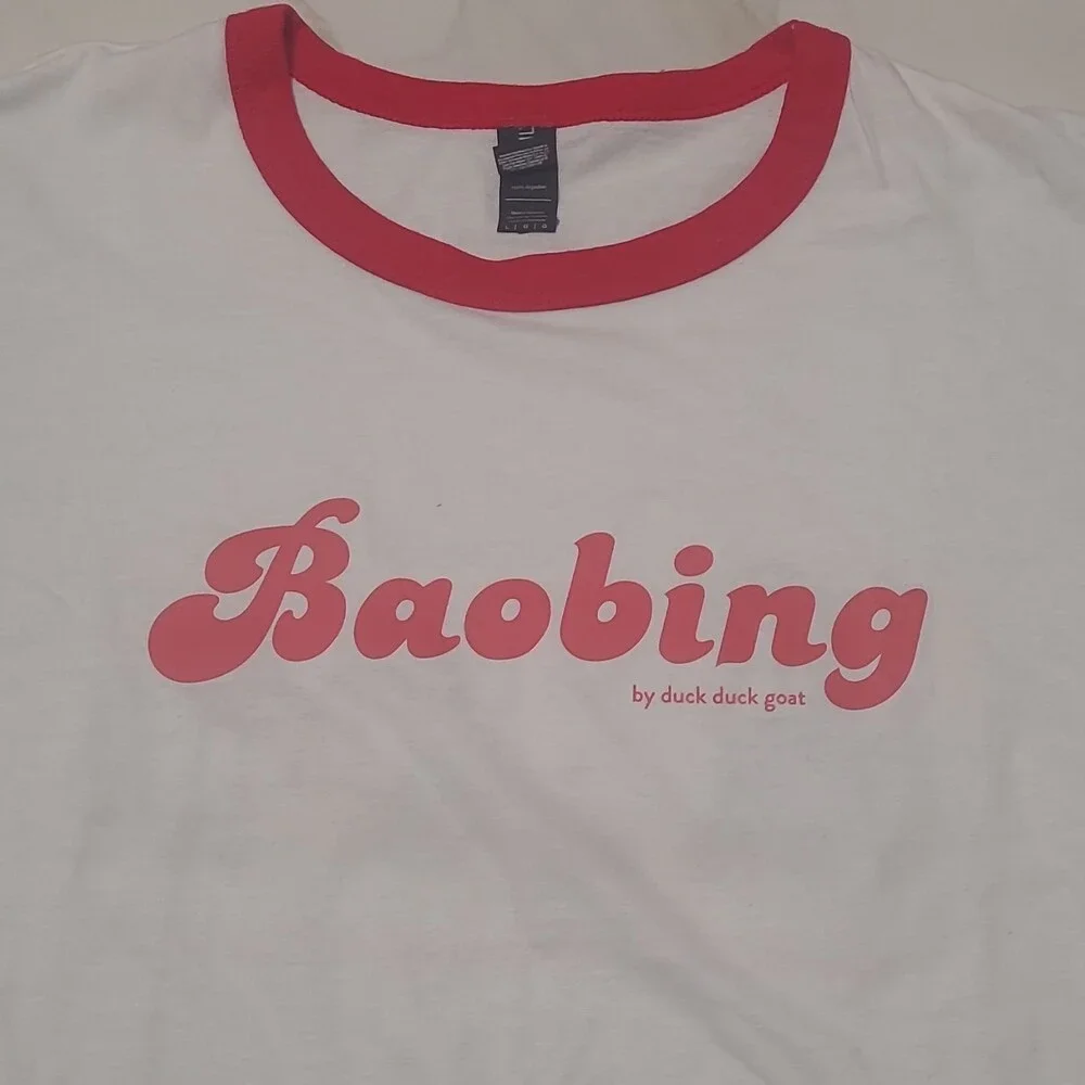 Baobing Duck Duck Goat White Red Graphic Cotton Large Short Sleeve T-Shirt